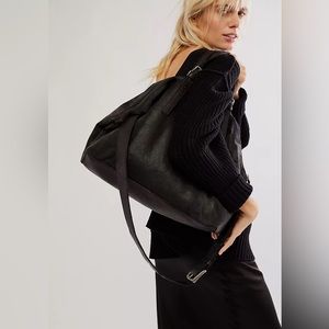 Free People Beaumont Canvas Tote with Faux Leather NWT